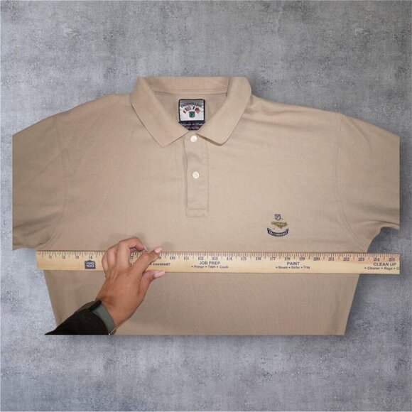 Faconnable Men's Polo Shirt Medium Beige 100% Cotton Short Sleeve Made in Malays - Picture 6 of 10